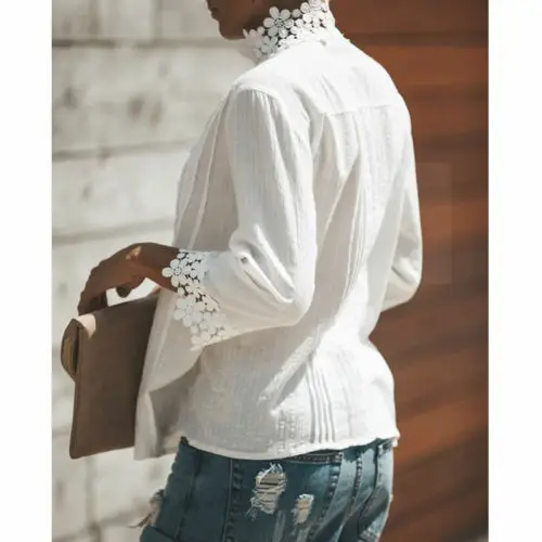 Embroidery Floral Lace Blouse Shirt Women Lantern Sleeve White Blouse Spring Summer Hollow Out Tops Blouse Embroidery Floral Lace Blouse Shirt Women Lantern Sleeve White Blouse Spring Summer Hollow Out Tops Blouse