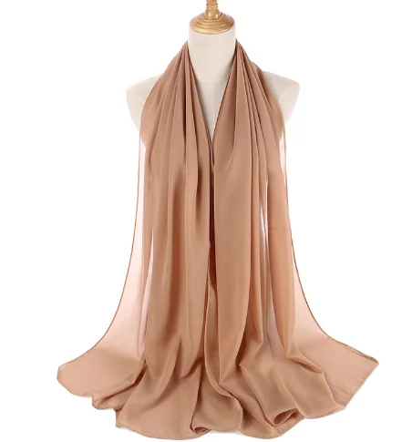 Горячее предложение, новинка, Женский однотонный Гладкий креп-шифон, хиджаб, шарф, обертывания, мягкие мусульманские платки, сморщенные шифоновые шарфы, хиджабы, шарфы 70-170 см - Цвет: 40