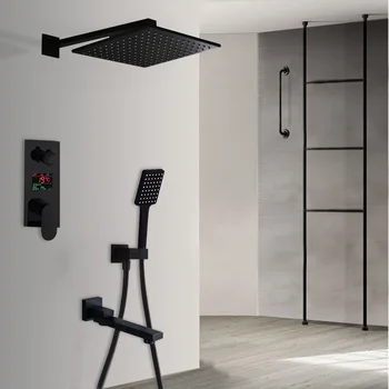 

Senlesen Bathroom Shower Faucet Set 12/10 Inch Rainfall Head Shower Spray Ceramic Cold and Hot Water Faucets Mixer Tap