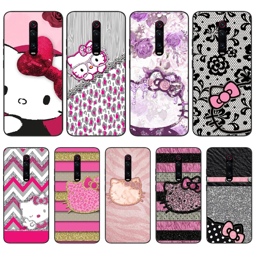 

OFFeier bling hello kitty TPU black Phone Case Cover Hull For Redmi K20 Note4 4X 5 5A 6 6PRO 7 8 8PRO Cover