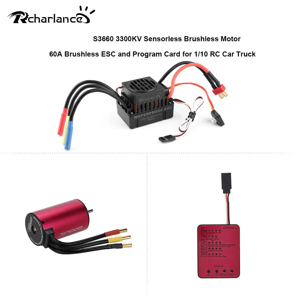 Оригинальный датчик Goolrc S3660 3300 Kv 60a Esc бесщеточный и карточная игра 1/10 Rc Контроллер