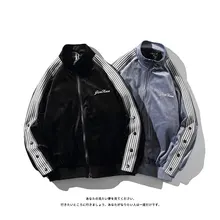 M-5XL Japanese white background casual large size loose trend lovers embroidered button velvet jacket jacket