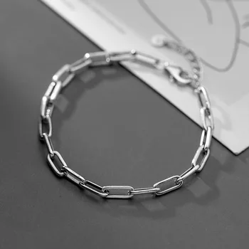 

Women's Japanese and South Korean Style Simple Oval Geometric Ring Buckle Thai Silver Cool Bracelet 925 Sterling Silver Bracelet