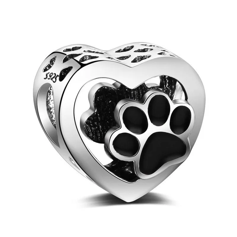 Браслет Pandora, серебро 925,, CZ, папайя, собака, следы, кости, зубы, бусины, S925 Glof, навсегда, любовь, свадьба, сердце, подвески - Цвет: asd134