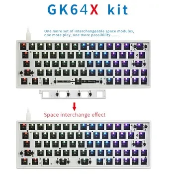 

1Set GK64X Mechanical Keyboard Kit Hot Swappable RGB Light Compatible for Cherry MX Gateron Box Switches 3Pin 5Pin DIY Kit