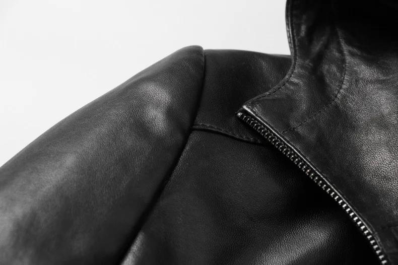 Мужская куртка из натуральной кожи; Куртки из натуральной овчины; повседневные короткие черные карманы; Новинка года; осенняя куртка для мужчин; t1938