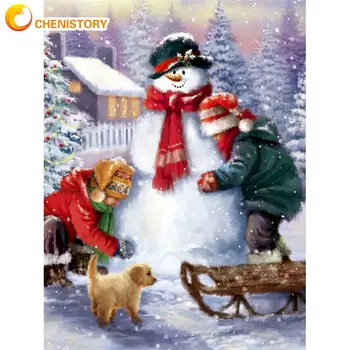 

CHENISTORY Children Make Snowman Figure Painting By Numbers Kits For Kids Diy Gift Home Decoration Wall Art Craft Color Canvas