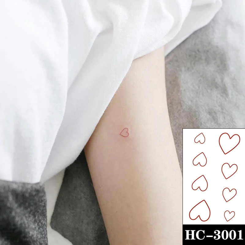 Waterproof Temporary Tattoo Red Heart Chinese Japanese Text Cartoon Pattern  Fake Tattoos Flash Tatoos Arm Body Art for Women Men _ - AliExpress Mobile