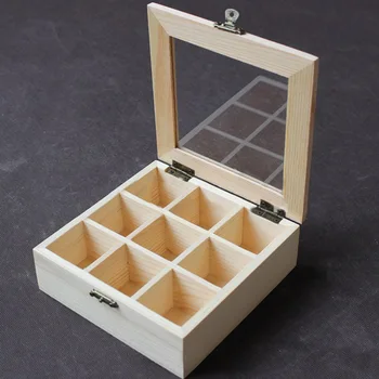

Wooden Tea Bag Jewelry Organizer Chest Storage Box 9 Compartments Tea Box Organizer Wood Sugar Packet Container