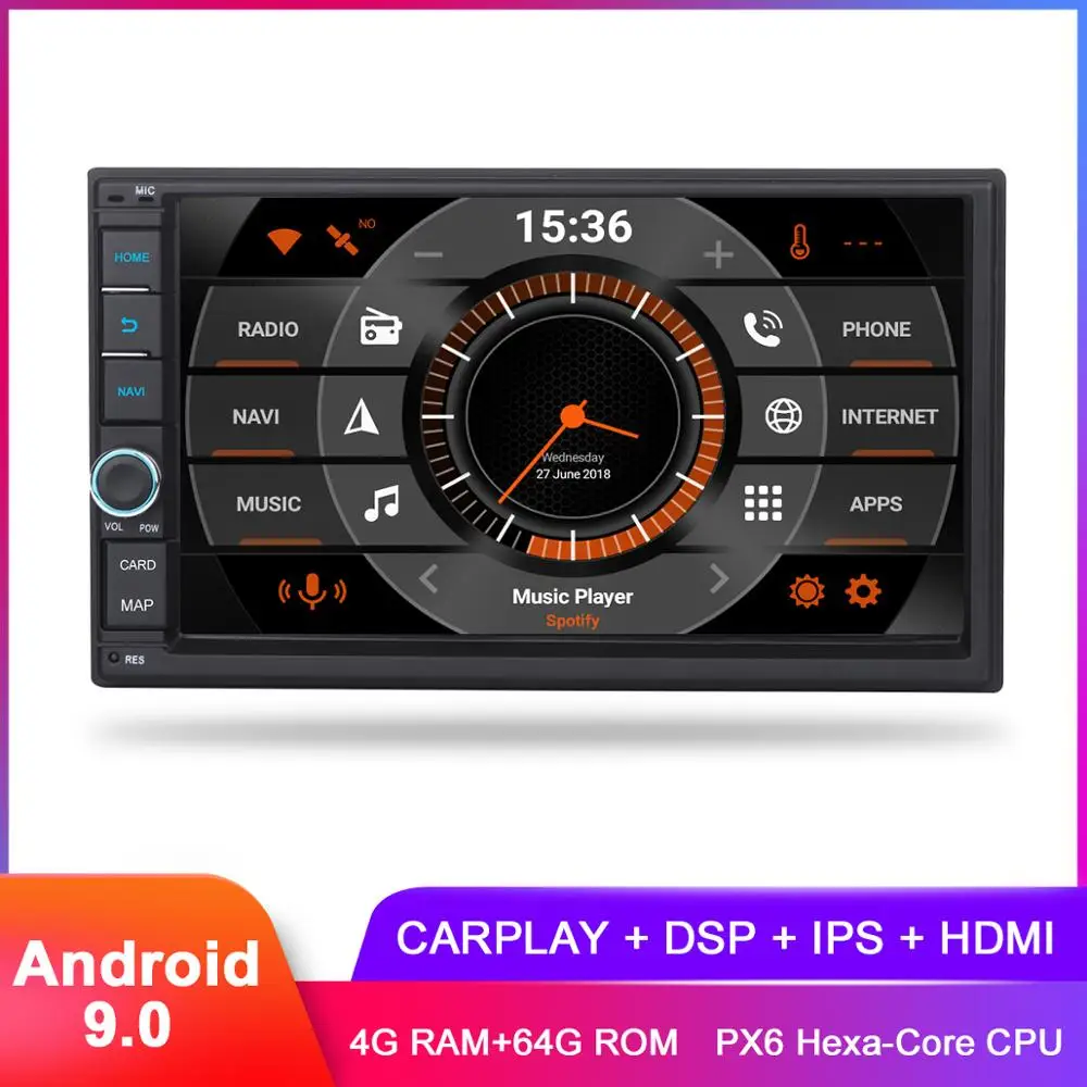 " ips Android 9,0 автомобильный стерео двойной 2 Din универсальный Carplay Аудио Видео WiFi радио FM gps навигация DSP аудио быстрая загрузка без DVD