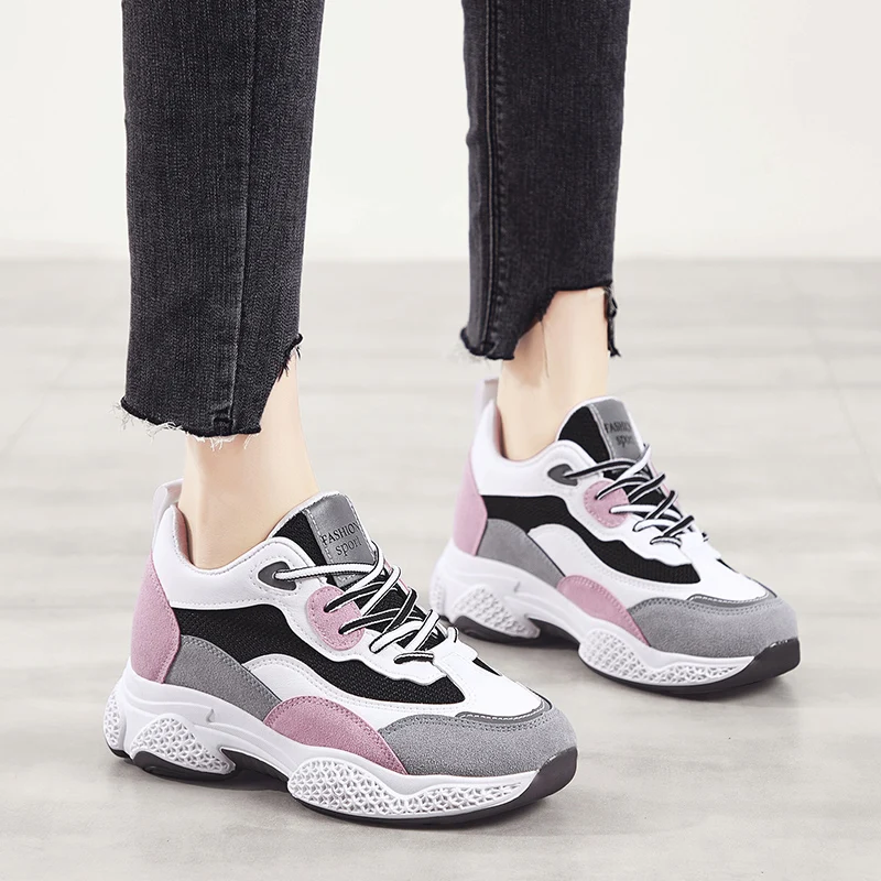 

2020 Spring Platform Pink Green Shoes Increased Women Sneakers Mesh Sock Jelly Shoes Tennis Trainers Casual Shoes Z1001