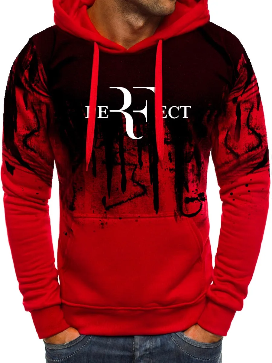 

RF Roger Federer Printed Gradient Hoodie Men Sleeve Man's Hoodies Sweatshirt harajuku Hip Hop Casual hoody Hooded tracksuit
