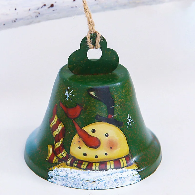 1 Pcs Christmas Bells Wrought Iron Painted Bells Hanging Decorated Christmas Tree Bell Pendant Jingle Party Xmas Ornaments