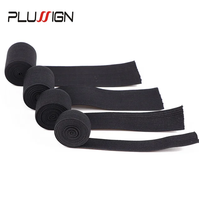 Plussign Black Adjustable Wig Elastic Band With Hooks For Prevent