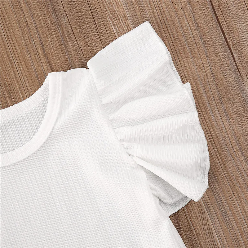 Fashion Newborn Baby Girls Ruffles Romper Summer Short Sleeve Jumpsuit Ribbed Knitted Romper Summer Clothes High Quality Outfits