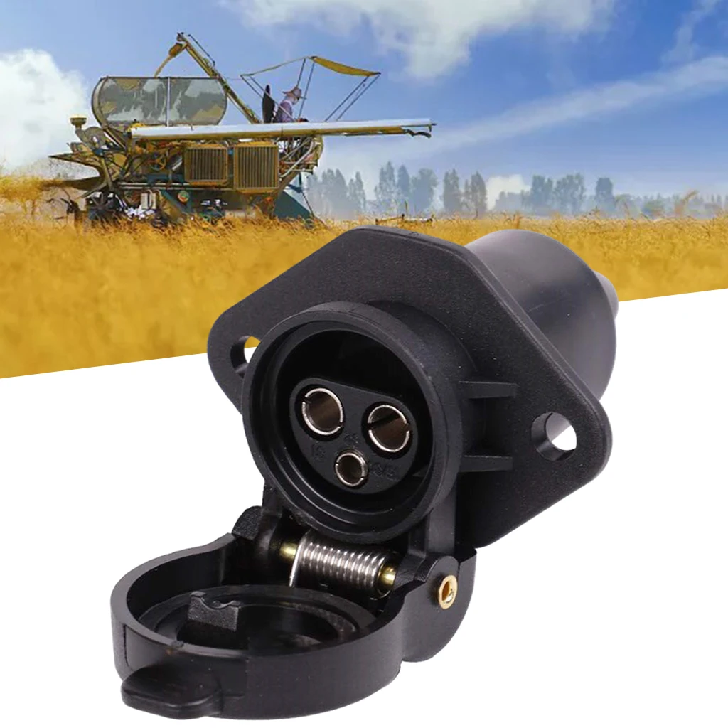 3 Pin Plug Towing Socket Trailer Connector Car Auto for Agricultural