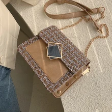Элегантный женский манжет квадратная сумка Новая высококачественная шерстяная женская дизайнерская сумка с замком и цепочкой сумка-мессенджер дорожная сумка