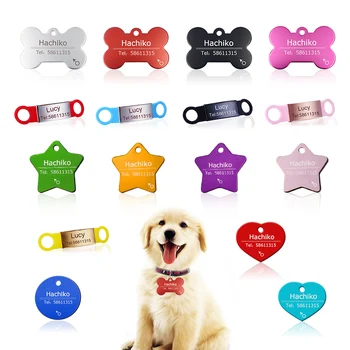 

YVYOO Pet dog ID tag collar Free Personalized engraving text pet id tags Aluminum dog identification customized name telephone