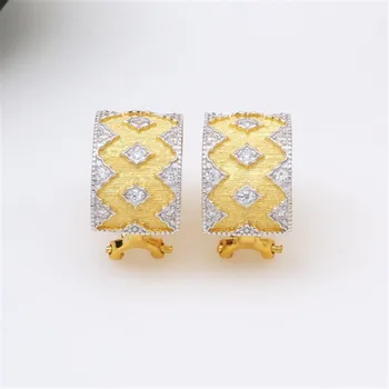 

CMajor S925 Solid Sterling Silver Delicate Vintage Luxurious Temperament Elegant Geometric Two Tone Clip Earrings for Women