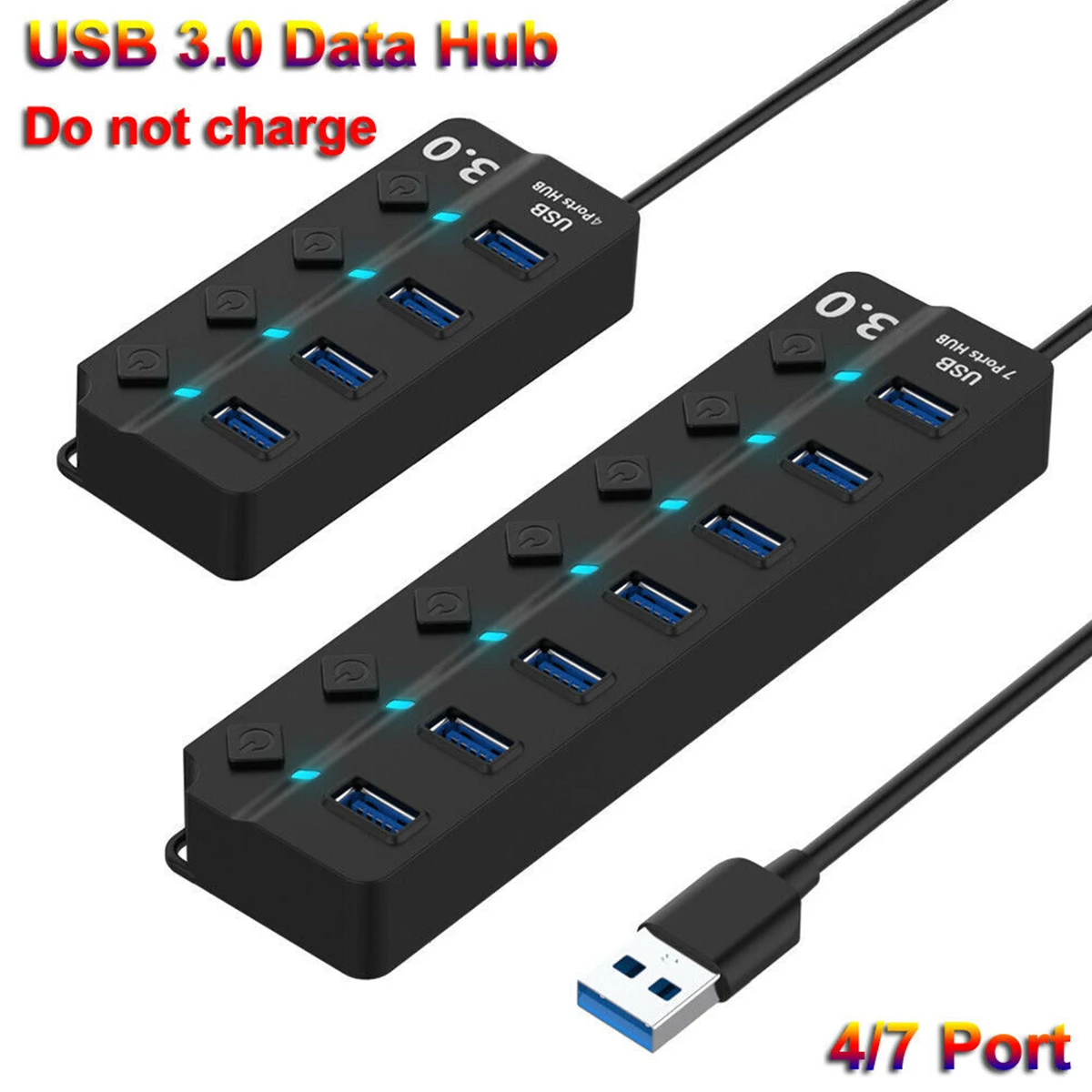 SOONHUA USB 3,0 концентратор разветвитель компактный 5Gbp/s Высокое Скорость вкл/выкл кнопка Мощность адаптер 4-Порты и разъёмы концентраторы USB для ПК