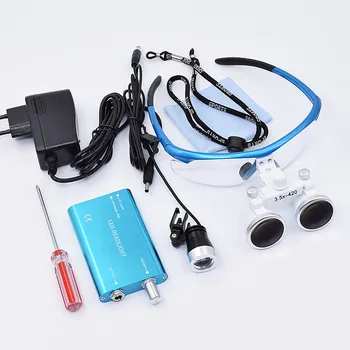 

Dental Loupes with LED light 3.5X 420mm Dental magnifier Optical Glass Surgical Loupes