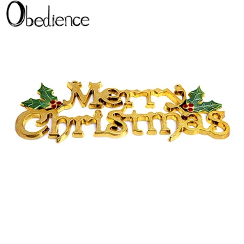 

Obedience Gold Letter Christmas Alphabet Christmas Tree Hanging Christmas Articles Decoration L Gift with Leaves