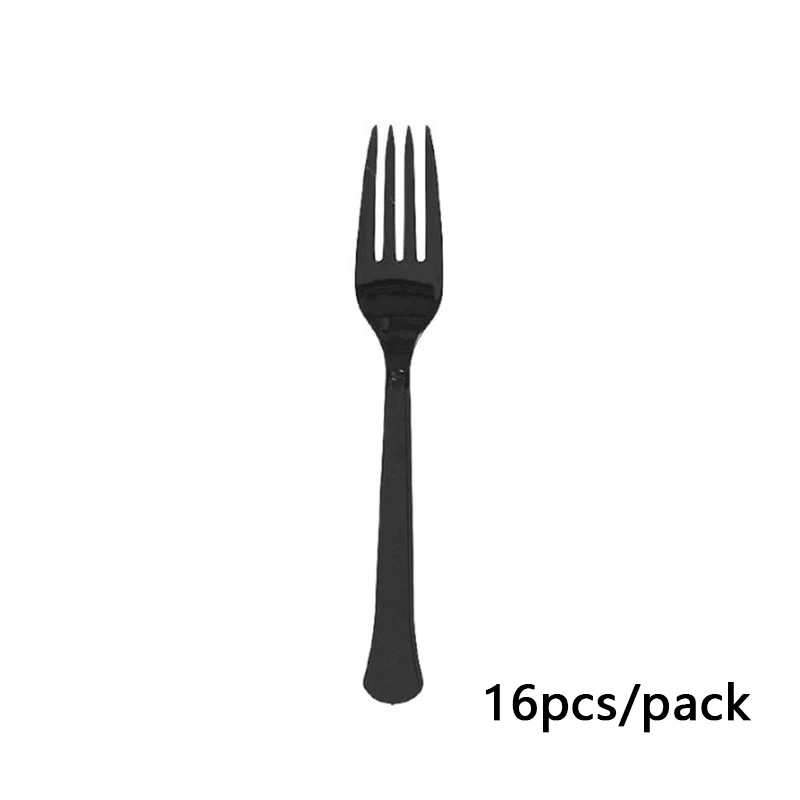 Forks 8 шт. черный 70 с днем рождения одноразовые столовые приборы бумажные стаканчики и тарелки салфетки баннеры золотые Aniversarry вечерние украшения для взрослых - Цвет: Forks