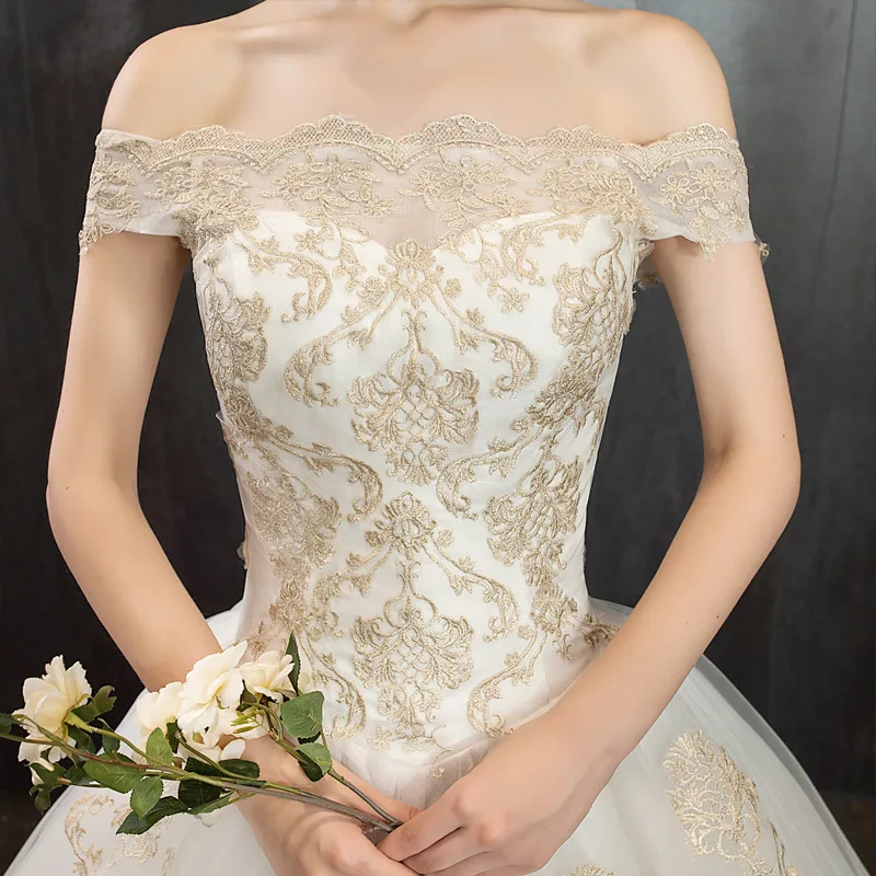 Принцесса Mariage на заказ роскошное бальное платье кружевное свадебное платье без Плеч богемные Аппликации бальное платье
