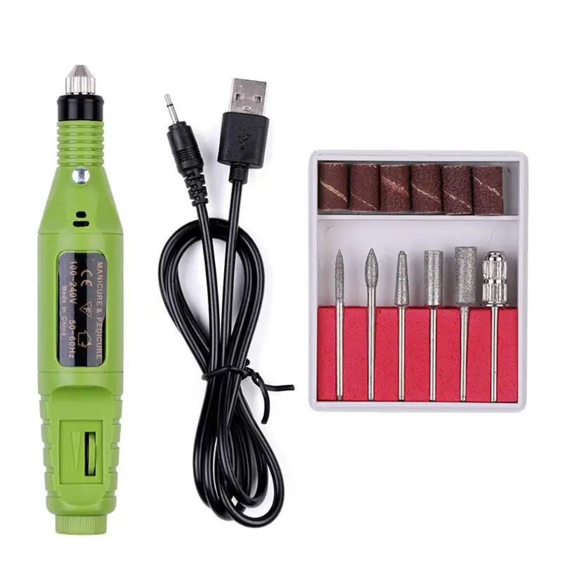 Professional Electric Nail Drill Machine Set Nail Art Polish Drill Pen Pedicure Nail Manicure Machine File Nail Art Tools Kit - Color: Green