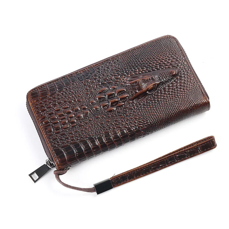 

Men Clutch Bag Cross Business Handbag Full-grain Leather Embossed Crocodile Pattern Leather Handbag