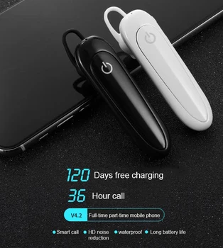 

24 Hours Play Business Bluetooth Headset Car Bluetooth Earpiece Hands Free with mic ear-hook Wireless Earphone for iPhone xiaomi
