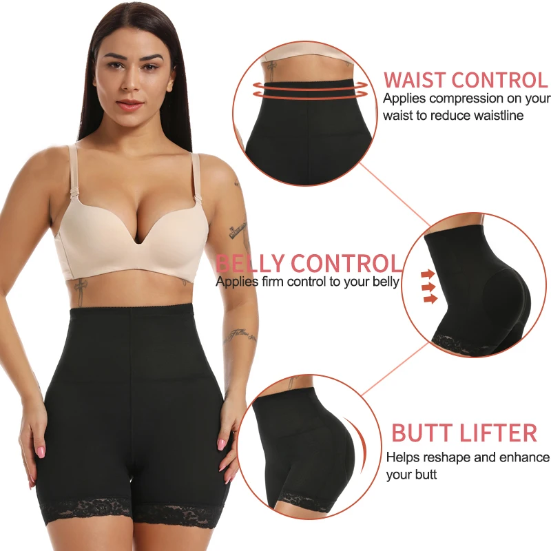 Womens Padded Shapewear Hip Enhancer Shorts High Waist Body Shaper Panty Padded Pad Butt Lifter Booty Waist Trainer Control