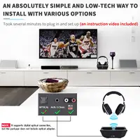 Bezprzewodowy telewizor słuchawki, Artiste ADH300 2.4GHz cyfrowe słuchawki Stereo do telewizora 100ft odległość nadajnik stacja do ładowania 3