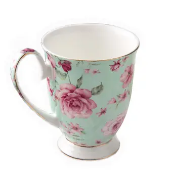 

Mug Printed Floral Creative Bone China Mug Gold Rim Ceramic Water Cup Round With Handle Coffee Cup Gift For Friend
