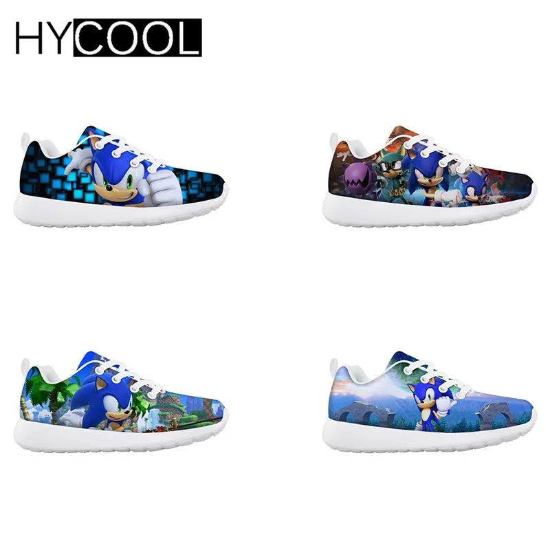 

HYCOOL Children Sport Running Shoes for Boys and Girls Pretty Sonic the Hedgehog Kids Sneakers Lightweight Gym Flat Lace-up Shoe