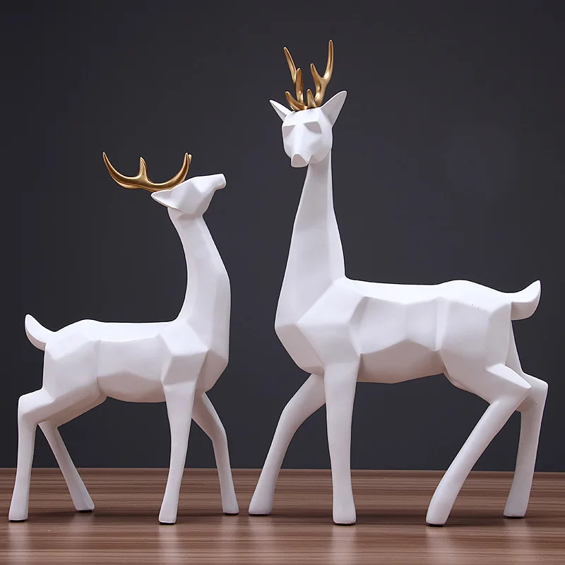 

Northern European-Style Resin Geometry Elk Decoration Simulated Animal Home Decorations Living Room Wine Cabinet Decoration on B