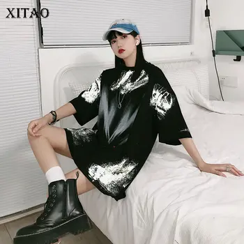 

XITAO Plus Size Print T Shirt Fashion New 2020 Spring Pullover Small Fresh Letter Goddess Fan Half Sleeve Casual Tee DMY3093