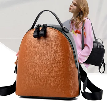 

Genuine Leather Backpack 2020 New Top LayerCowhide Travel Daypack Student Bags