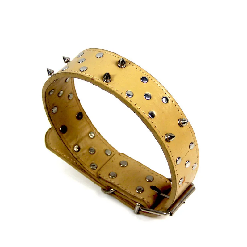 

Pet Dog Rivet Collars PU Leather Round Bullet Nail Studded Necklace Spiked Strap Punk Style Small Dogs Collar