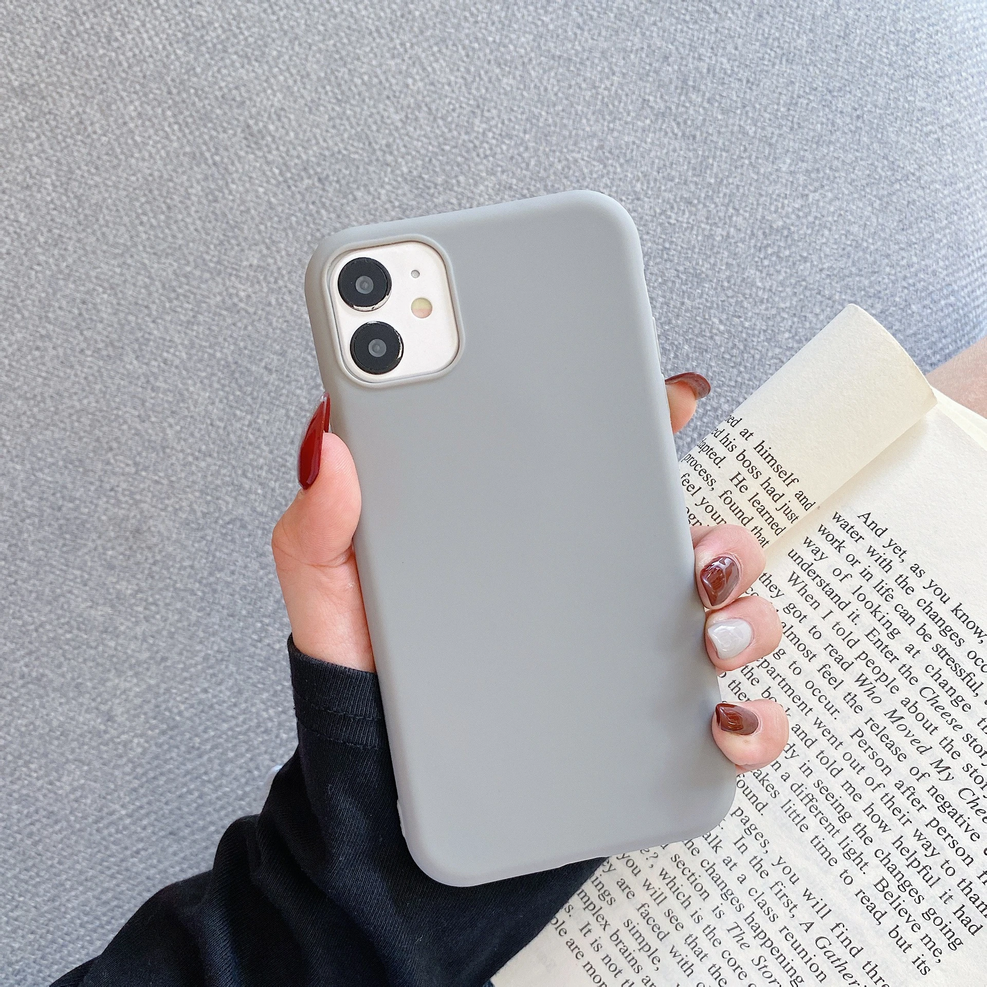 Gray color Matte Phone Case For iphone 11 Pro XS Max XR X 8 7 6S 6 Plus SE 2020 12 mini 12 Pro Max Silicone Soft TPU Back Cover iphone 12 mini  case