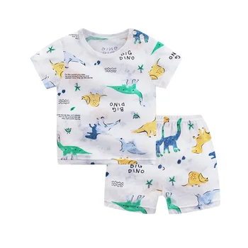 

Boys Nightwear Set Kids Dinosaur Print Round Neck Short Sleeve T-Shirt+Shorts Two Piece Clothing Set Baby Boy Clothes Set