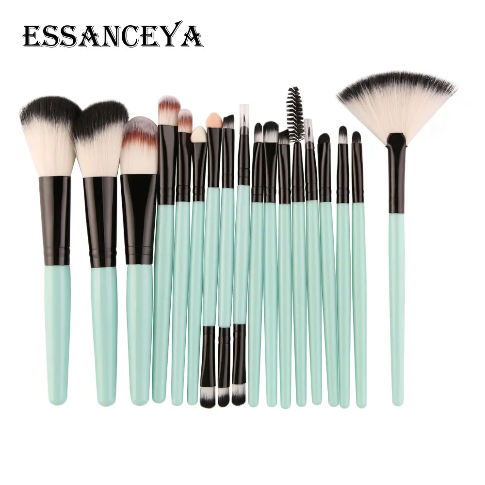 ESSANCEYA Pro 6-18Pcs Cosmetic Makeup Brushes Foundation Eye shadow Eyeliner Fan Make-Up Multipurpose Eye Brushes Cosmetic Tool - Handle Color: 18pcs LH