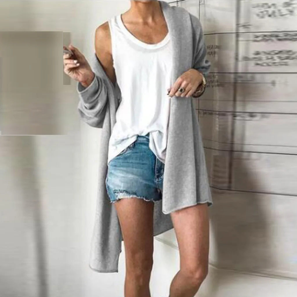 

2019 Autumn Winter New Women Long Sleeve Knitted Sweater Casual Solid Scarf Collar Kimono Cardigans Sweaters FA