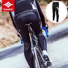 Santic Полный Зимний Велоспорт 4D Подушка брюки мужские длинные теплые флисовые термо брюки велосипедные брюки аксессуары для велоспорта