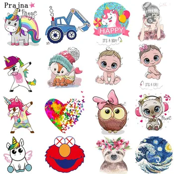 

Prajna Cartoon Iron On Heat Tranfer For Clothing Printed Thermal Transfer For Clothes DIY Small Stickers Unicorn Girls Applique