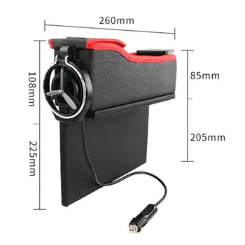 

Car Seat Gap Organizer Digital Display USB Charger Cup Holder High-capacity Auto Slit Filler Storage Box Interior Accessories