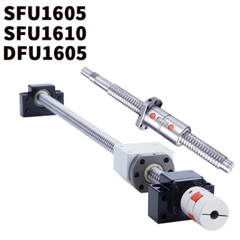 

Ball screw SFU1605 / 1610DFU1605 set tornillo de bola laminado C7 with machined end ball nut + nut housing BK / BF12 support