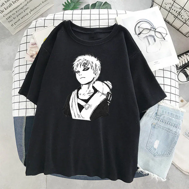 Anime Gaara Graphic T-shirt Women Tops Summer Short sleeve Japanese Sasuke tshirt Harajuku Punk clothes woman tshirts funny t shirts