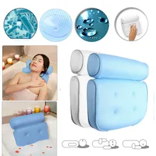 Дышащая 3D сетчатая спа-подушка, дышащая домашняя подушка для ванны с 4 присосками, подголовник для шеи, расслабляющая поддержка спины для дома, гидромассажная Ванна