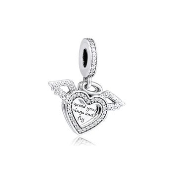 

GPY Heart & Angel Wings Charms 925 Original Fit Pandora Bracelet Sterling Silver Charm Beads for Jewelry Making Jewellery